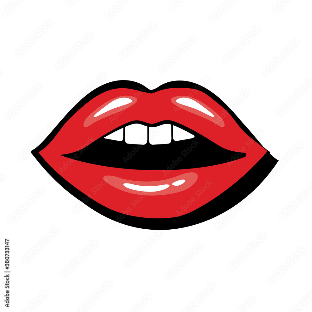 Pop art mouth open with teeth fill style Pop art mouth open with teeth fill style