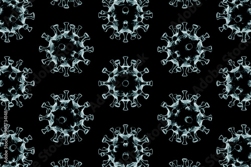 Microscopic simulation of COVID-19 virus pattern photo