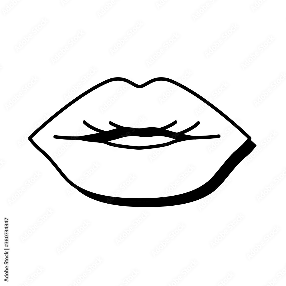 Pop art mouth closed line style icon Pop art mouth closed line style icon