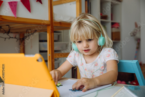 Girl learning from home photo