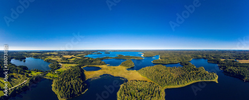 Beautiful panoramic aerial view of the lake Plateliai in Lithuania