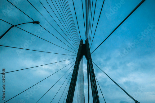 Fototapeta sight under a suspension bridge