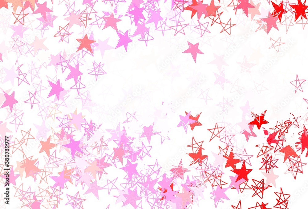 Light Pink vector pattern with christmas stars.