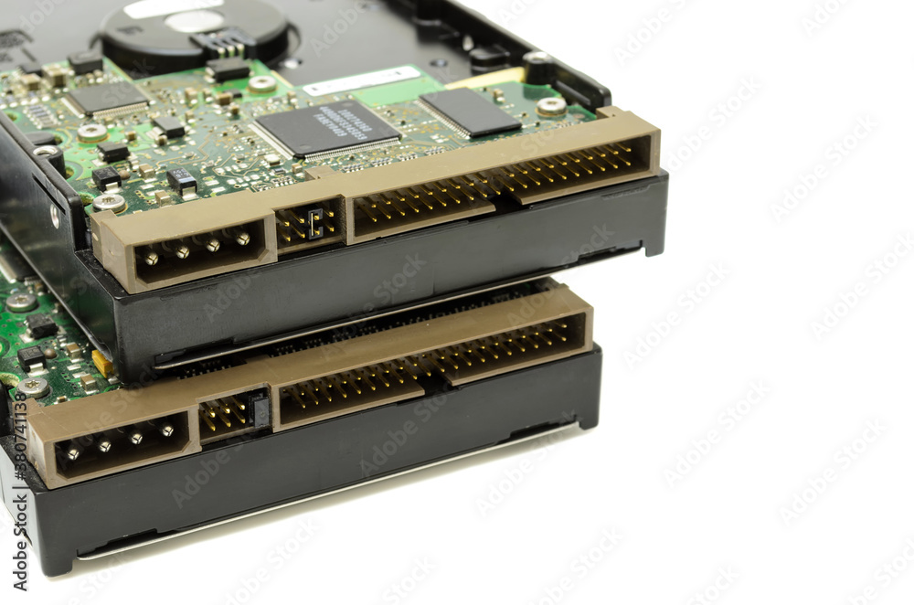 hard disk drives to store information on a white background hard disk drives to store information on a white background