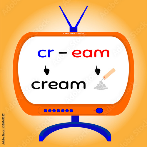 consonant blend, education for kids, vector