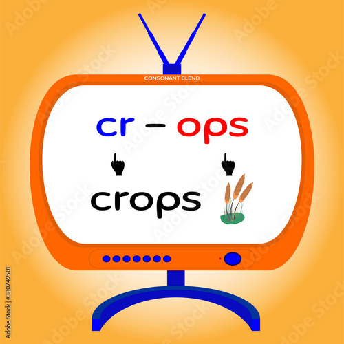 consonant blend, education for kids, vector