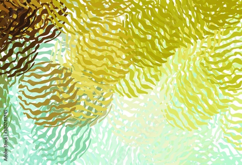 Light Green, Yellow vector texture with curved lines.