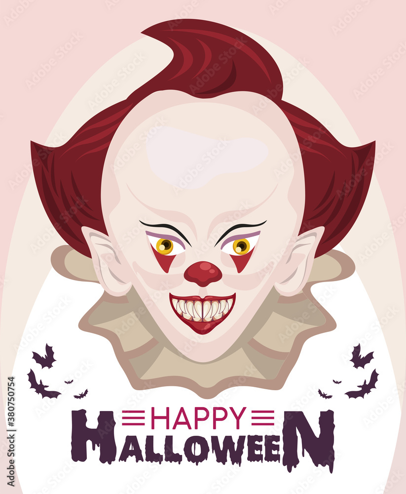 happy halloween horror celebration poster with evil clown