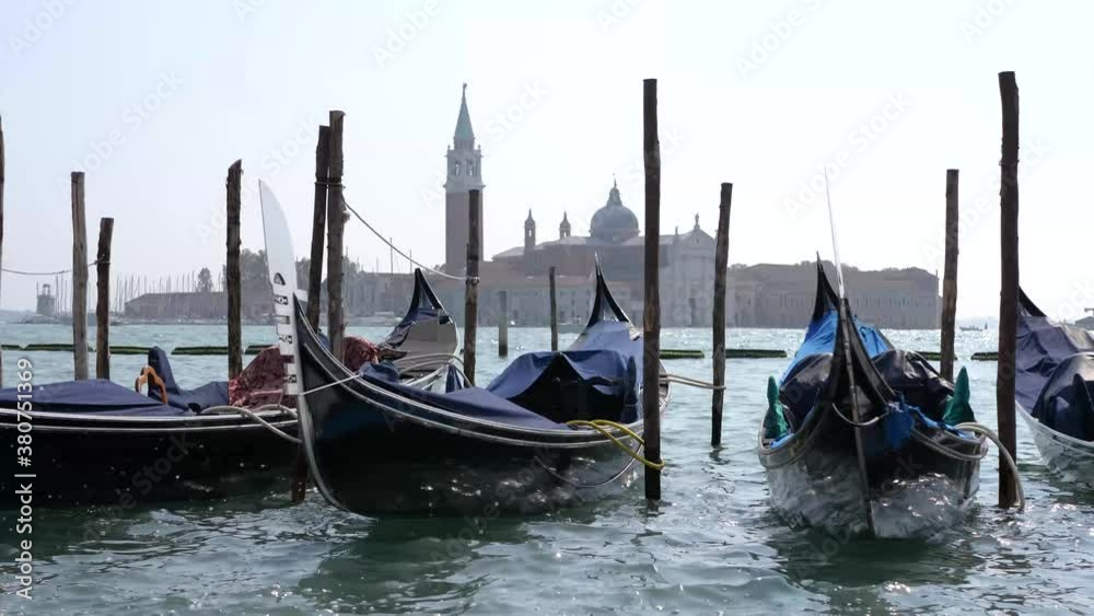 Empty gondola boat in Venice Italy slow motion video Empty gondola boat in Venice Italy slow motion video