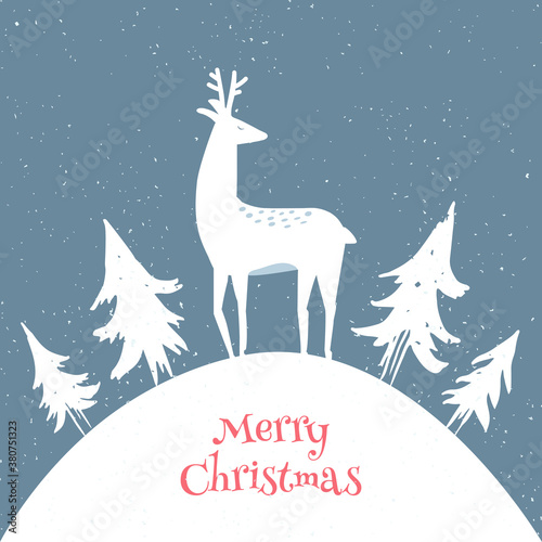 Merry Christmas! Card with deer © Mrs Opossum