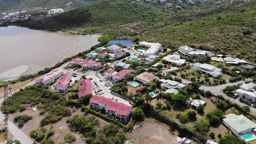 Aerial view of St. Louis on the Caribbean island of St. Maarten.  photo