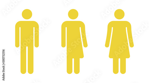 Set of yellow male, non binary, gender neutral, female symbols