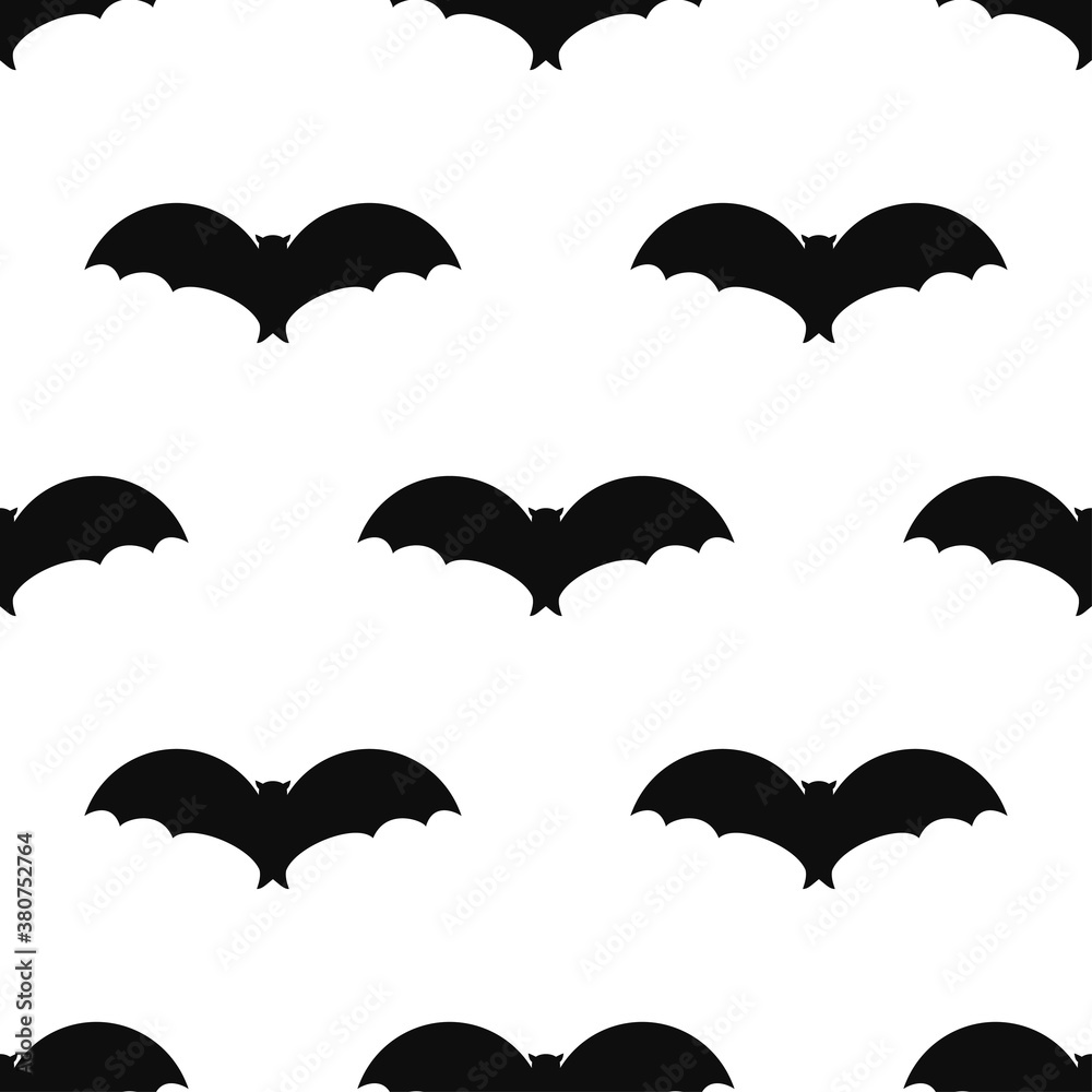 Naklejka premium Bat icon on white background. Symbol of Halloween. Seamless pattern bats isolated silhouette.