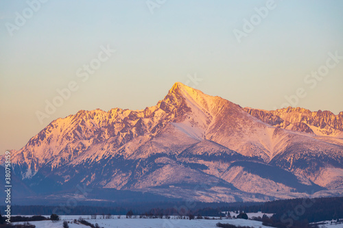 Krivan mountain during sunset in High Tatras, Slovakia photo