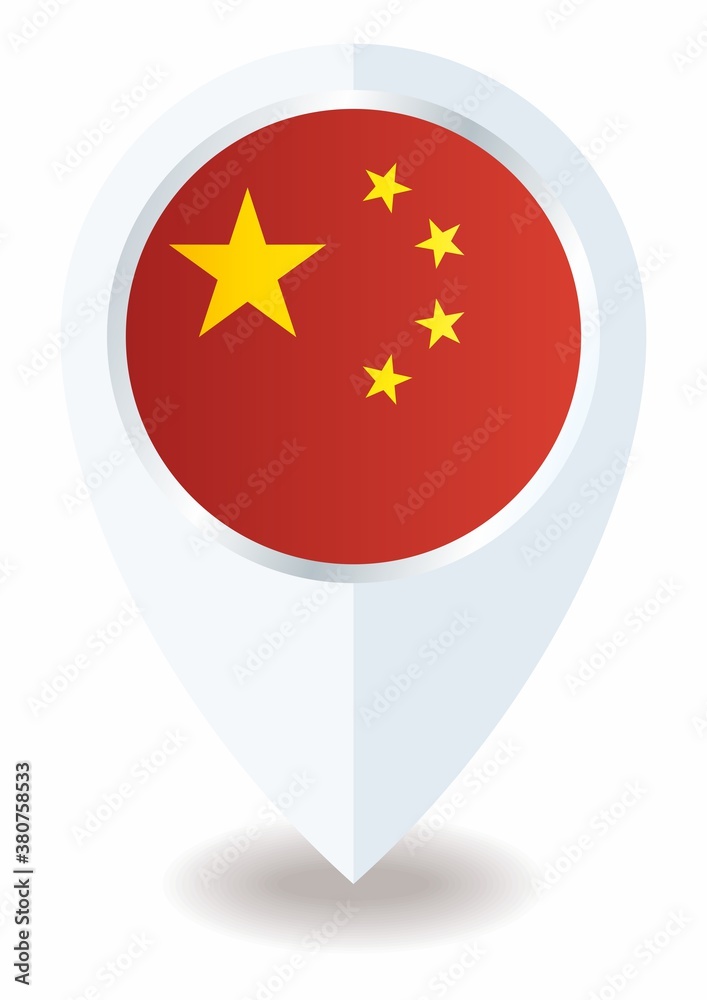 Flag of China, location icon for Multipurpose, People's Republic of China, Flag of China, location icon for Multipurpose, People's Republic of China,