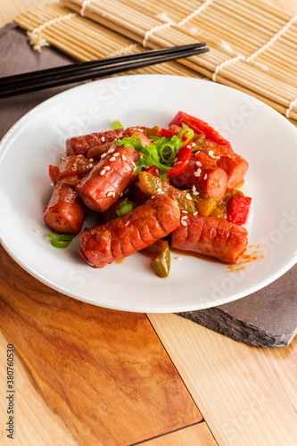 Canvas Print Korean Sausage Yachae Bokkeum