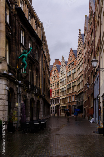 ANTWERP, BELGIUM - October 2, 2019: Old historic buildings on the streets of Antwerp, Flemish region, Belgium © frolova_elena