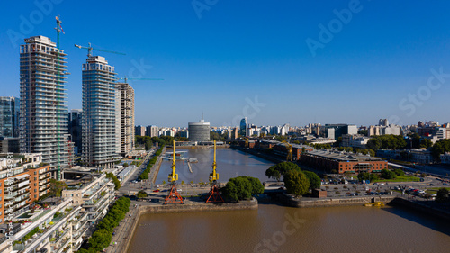Business buildings in the city of Buenos Aires  Argentina Aerial view of a drone with a wide view.