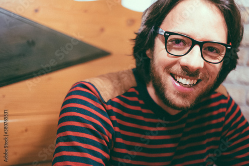 Smiling Hipster Man Portrait photo