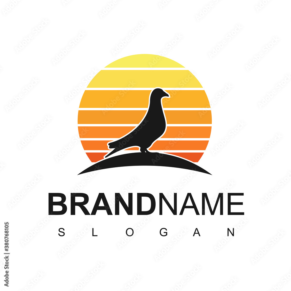 Bird Logo Design With Pigeon, Dove Symbol Bird Logo Design With Pigeon, Dove Symbol