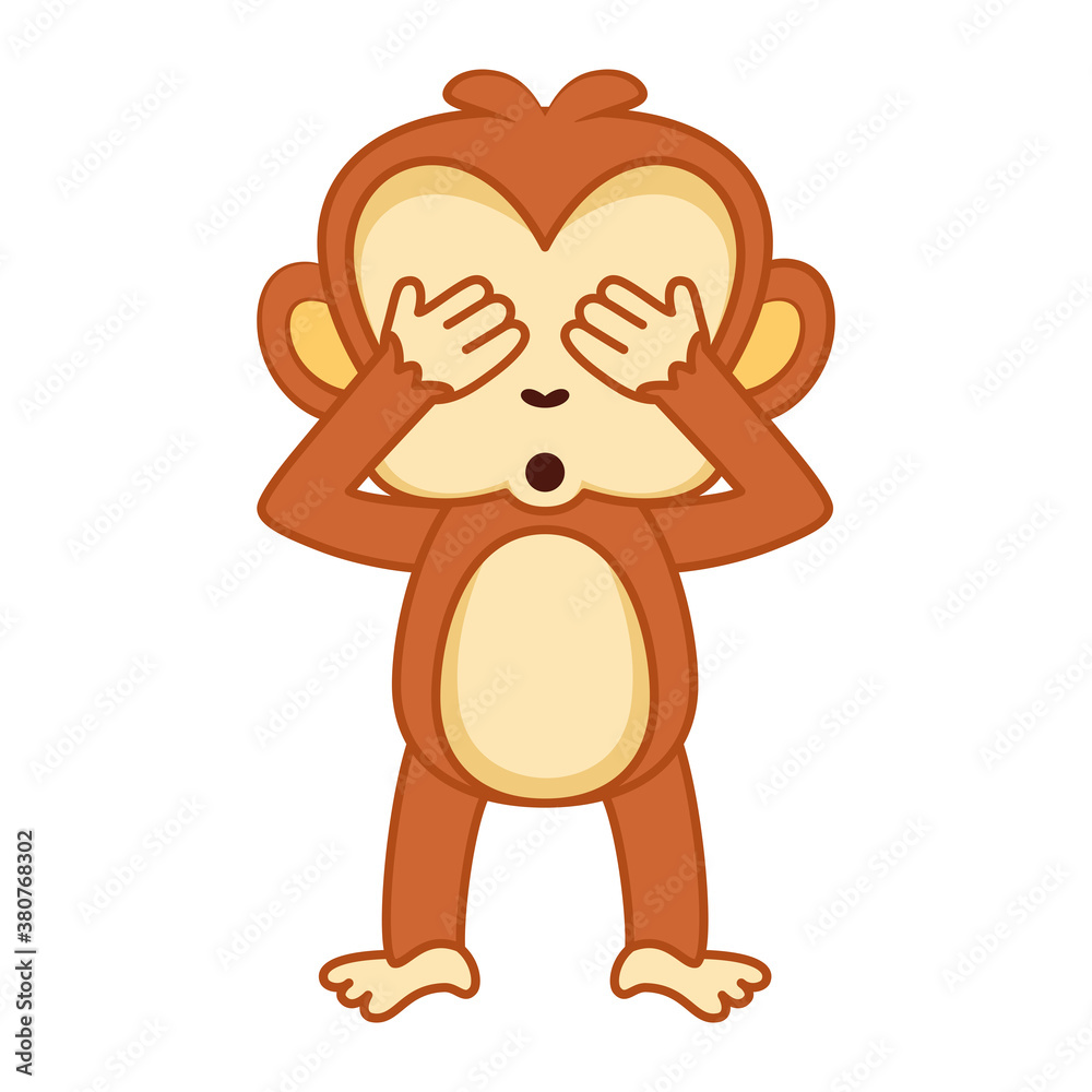 Obraz premium Isolated shy emoji funny orangutan icon - Vector