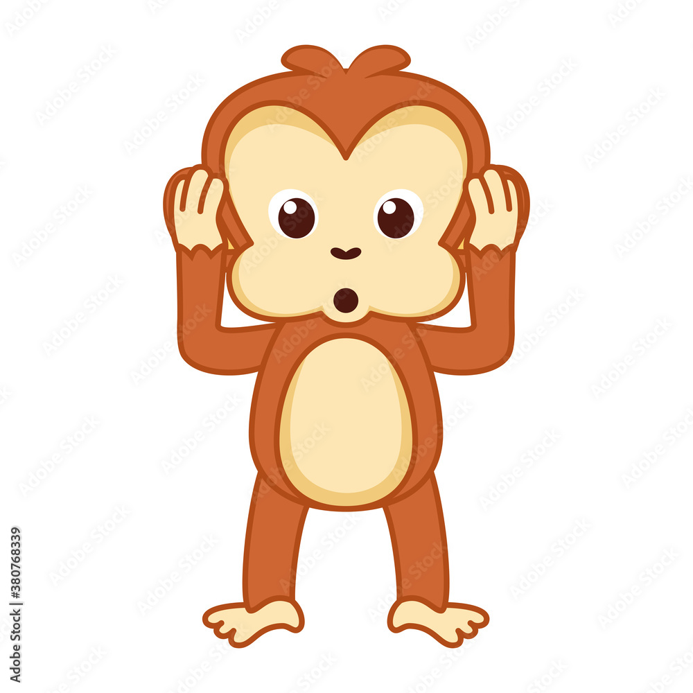 Isolated surprised emoji funny orangutan icon - Vector Isolated surprised emoji funny orangutan icon - Vector