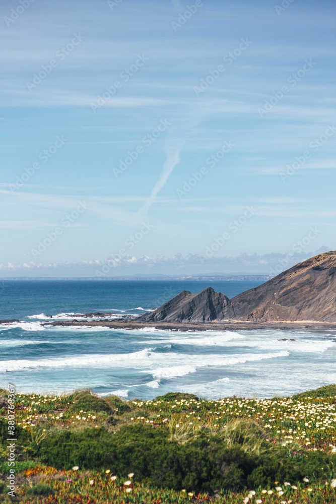 beach landscape and rough rocks beach landscape and rough rocks