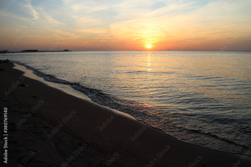 sunset on the coast in autumn