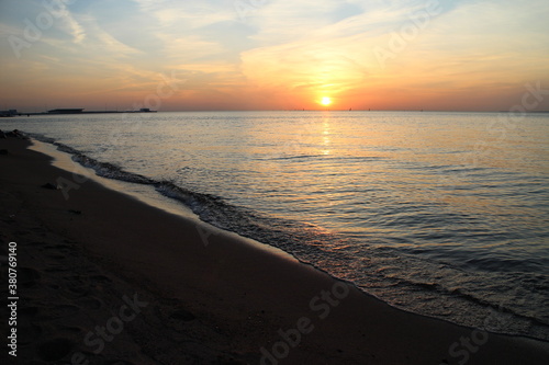 sunset on the coast in autumn