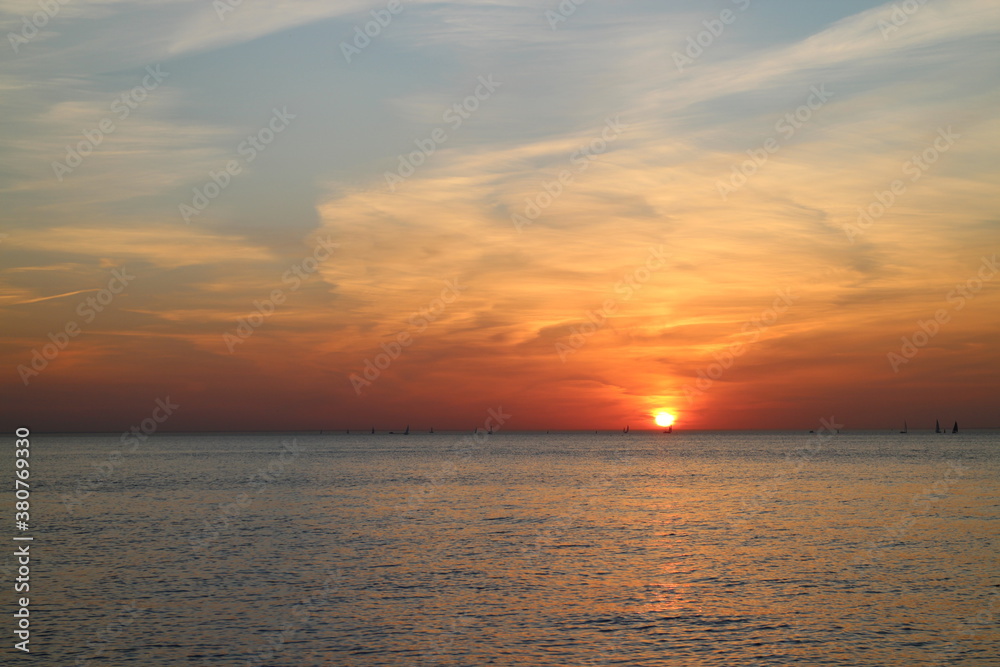 sunset on the coast in autumn