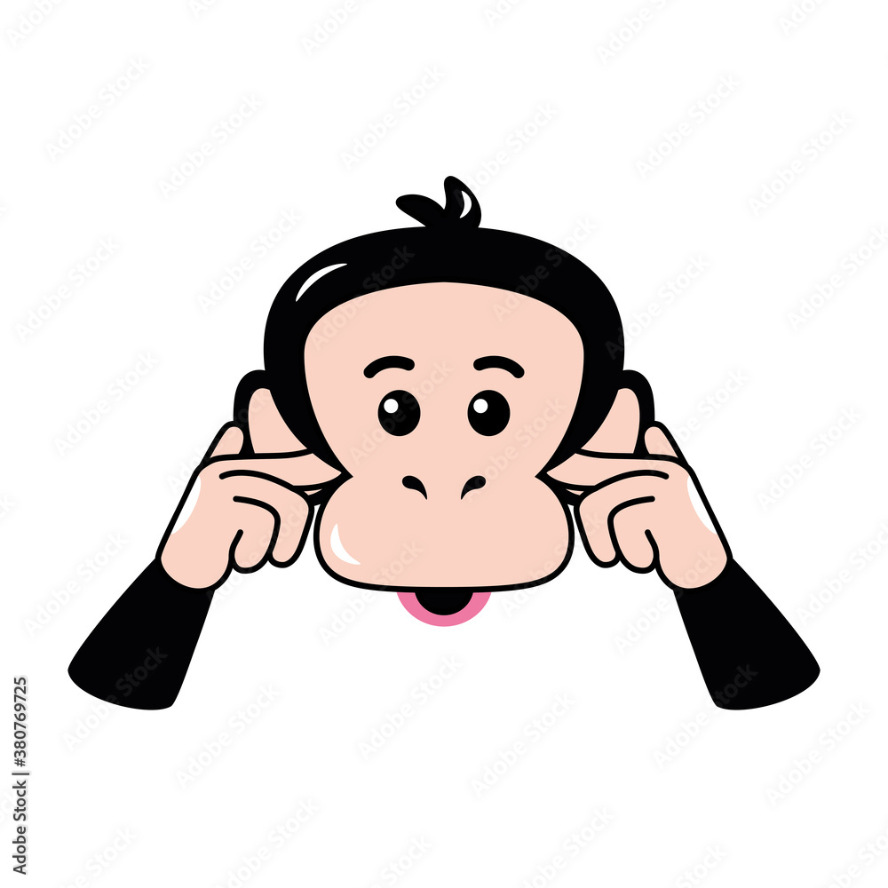 Isolated surprised emoji funny chimpanzee icon - Vector Isolated surprised emoji funny chimpanzee icon - Vector