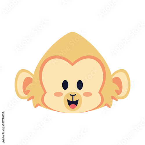 Isolated face emoji monkey yellow funny icon - Vector