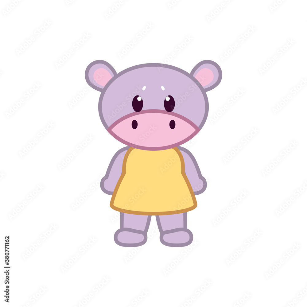 Isolated hippo animal cute wild icon- Vector Isolated hippo animal cute wild icon- Vector