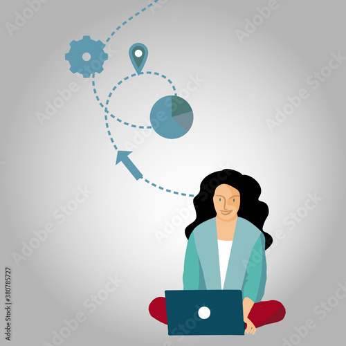 business person with social network icons working from home