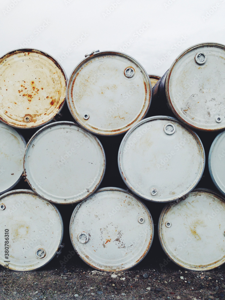 Pile of hazardous waste containers Pile of hazardous waste containers