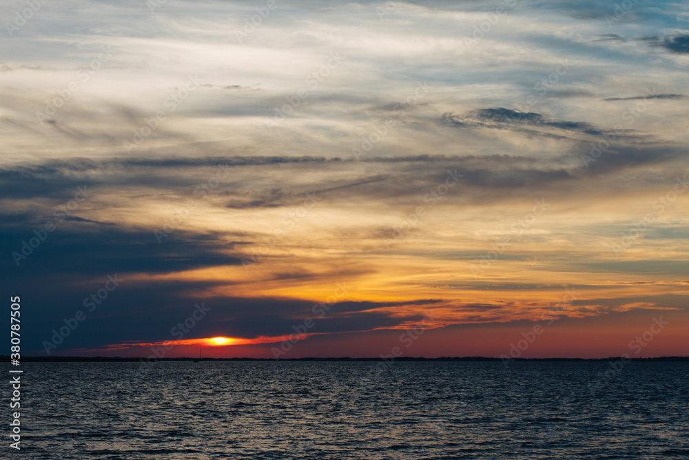 Sunset over sound in Outer Banks, North Carolina Sunset over sound in Outer Banks, North Carolina
