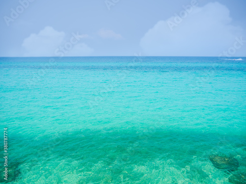 Blue sea with blue sky under daylight. sea pattaya thailand. summer travel holidays concept.