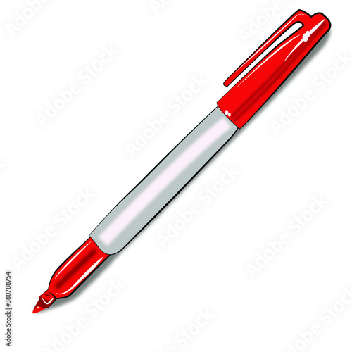 Vector illustration of a red marker.
 photo