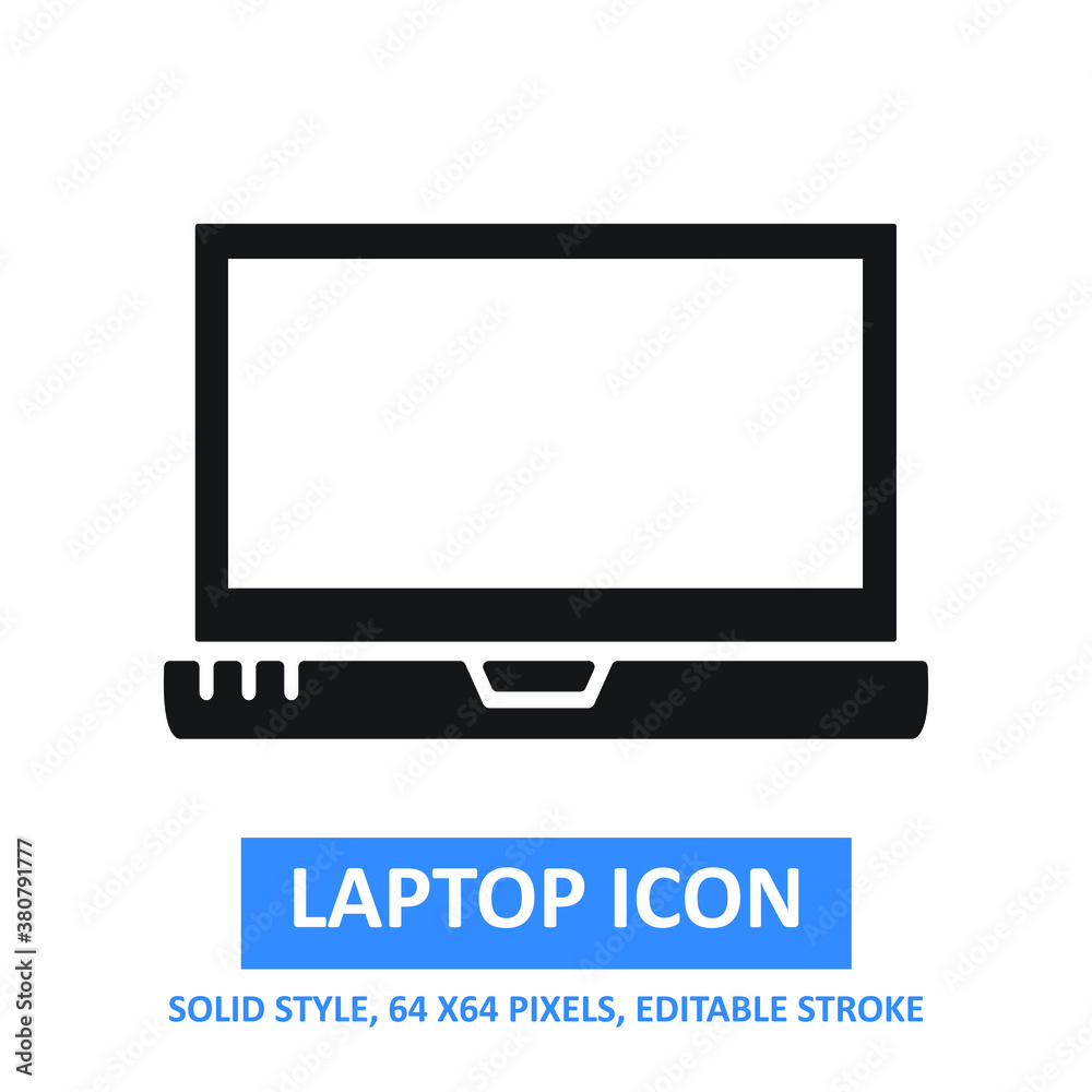 laptop icon solid style on white background. vector illustration. base 64 x 64 pixels. expanded. laptop icon solid style on white background. vector illustration. base 64 x 64 pixels. expanded.