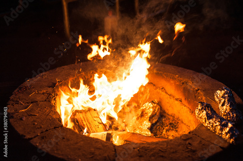 Campfire and Corn cobs photo
