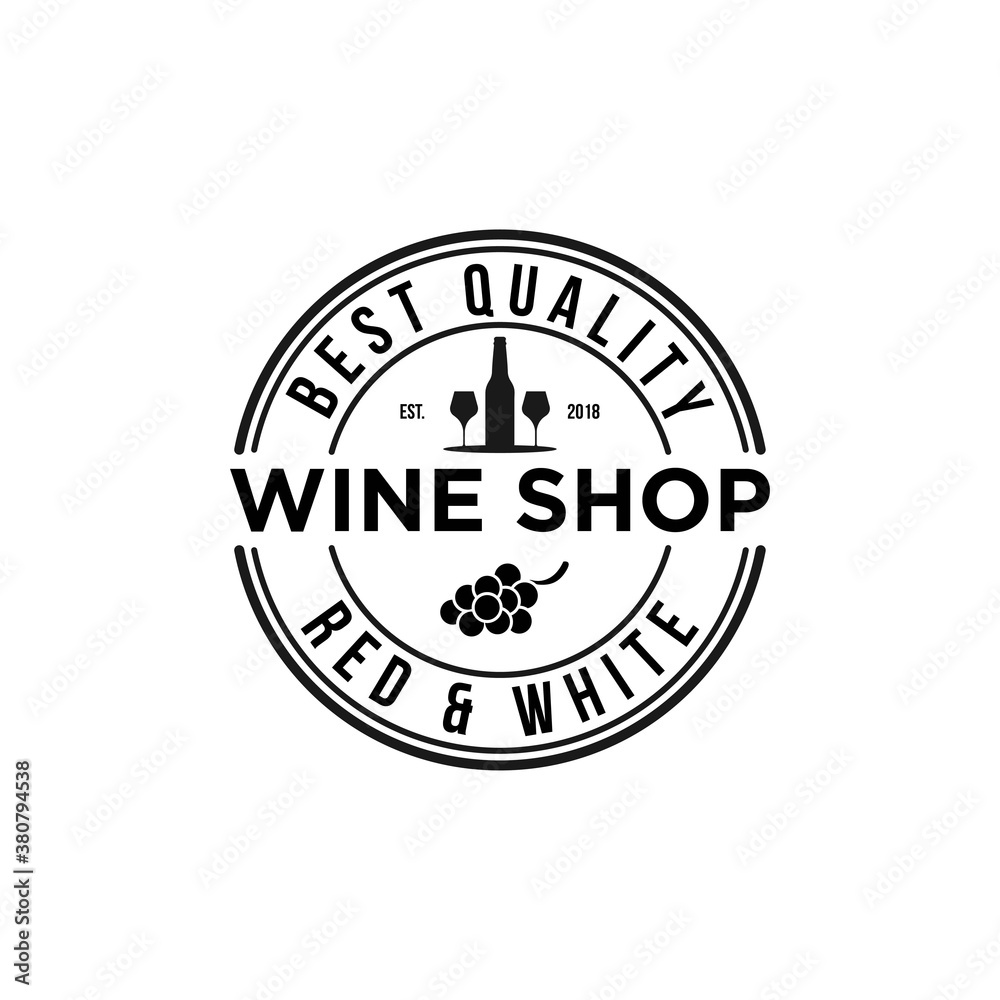 Wine shop logo vintage emblems, labels, badges.
