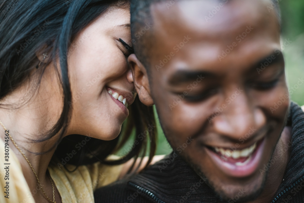 Affectionate and happy black couple together outdoors Affectionate and happy black couple together outdoors