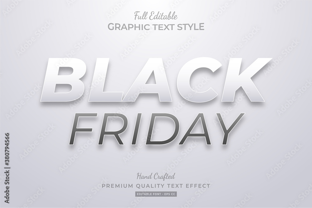 Black Friday White Black Editable Text Style Effect Premium