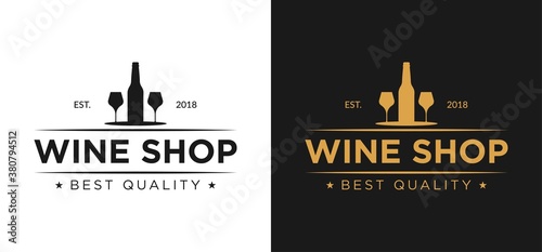 Wine shop logo vintage emblems, labels, badges.