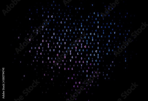 Dark Blue, Red vector template with EUR, JPY, GBP.