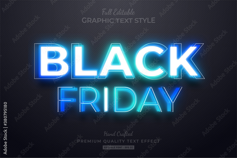 Black Friday Blue Neon Editable Text Style Effect Premium