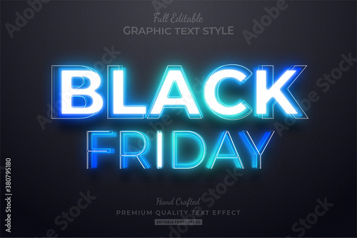 Black Friday Blue Neon Editable Text Style Effect Premium