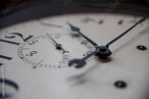 face and hands of antique school clock photo