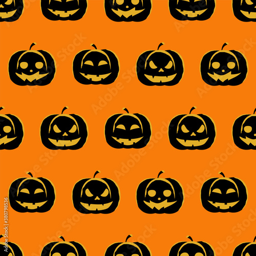 Pumpkin seamless pattern background, Halloween seamless background, vector.