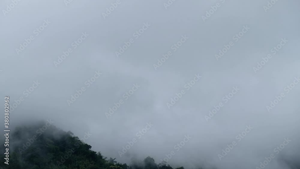 Mountains and hills on foggy day by drone Mountains and hills on foggy day by drone
